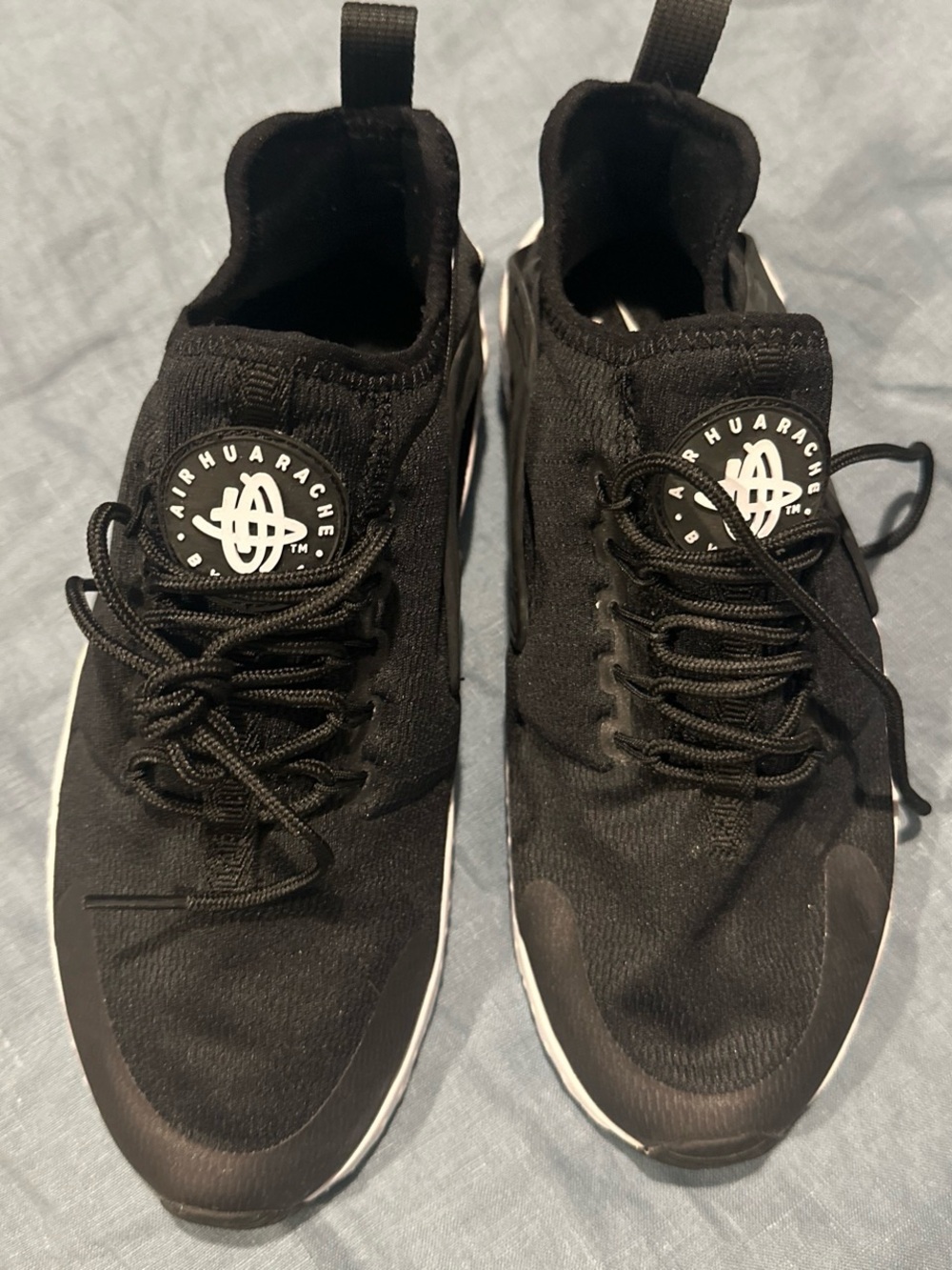 Nike Black Air Huarache Slip-On Sneakers with Laces